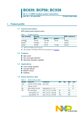 BCP56 Datasheet PDF NXP Semiconductors.