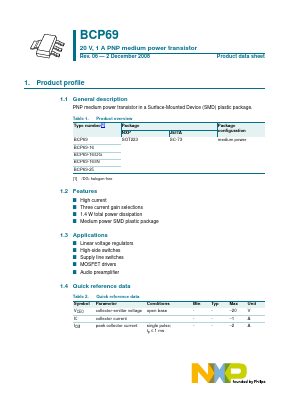 BCP69-16/DG Datasheet PDF NXP Semiconductors.