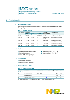 BAV70 Datasheet PDF NXP Semiconductors.