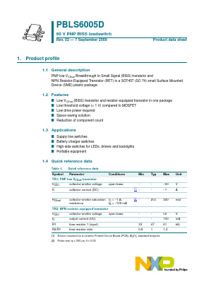 PBLS6005D,165 Datasheet PDF NXP Semiconductors.