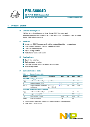 PBLS6004D Datasheet PDF NXP Semiconductors.