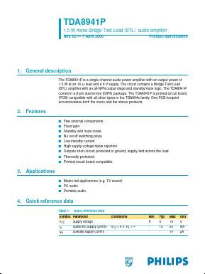 TDA8941 Datasheet PDF NXP Semiconductors.