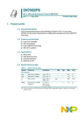 2N7002PS Datasheet PDF NXP Semiconductors.