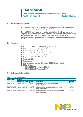 74ABT543A Datasheet PDF NXP Semiconductors.
