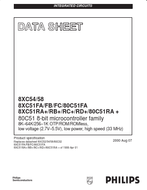 P80C54SBAA Datasheet PDF NXP Semiconductors.