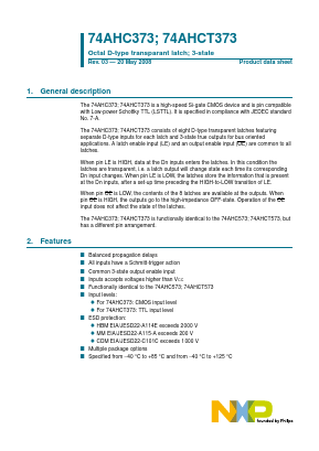 74AHC373 Datasheet PDF NXP Semiconductors.