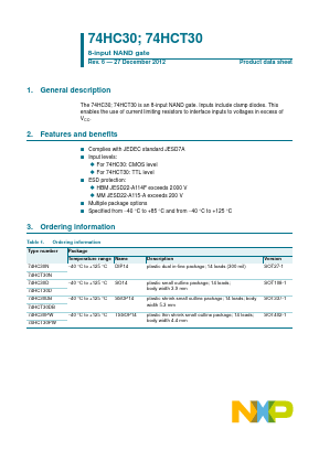 74HC30N Datasheet PDF NXP Semiconductors.