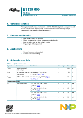 BT139-600,127_13 Datasheet PDF NXP Semiconductors.