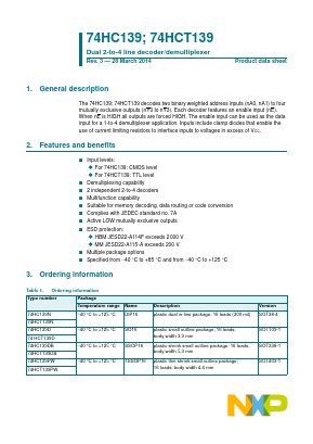 74HC139PW Datasheet PDF NXP Semiconductors.