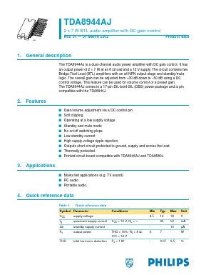 TDA8944AJ Datasheet PDF NXP Semiconductors.