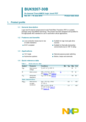 BUK9207-30B Datasheet PDF NXP Semiconductors.
