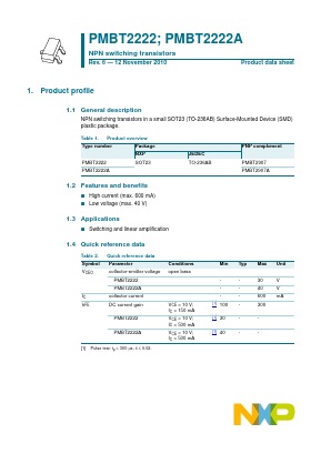 PMBT2222 Datasheet PDF NXP Semiconductors.