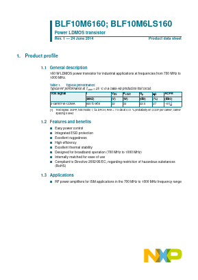BLF10M6160 Datasheet PDF NXP Semiconductors.