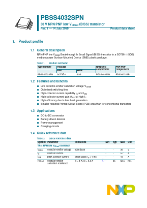 PBSS4032SPN Datasheet PDF NXP Semiconductors.