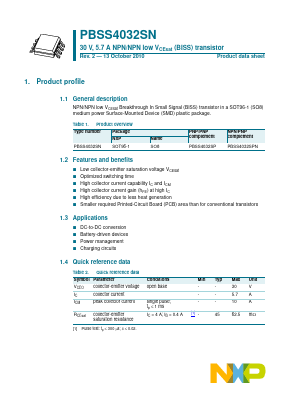 PBSS4032SN Datasheet PDF NXP Semiconductors.