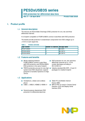 PESD3USB3S Datasheet PDF NXP Semiconductors.