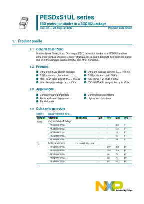 PESD5V0S1UL Datasheet PDF NXP Semiconductors.