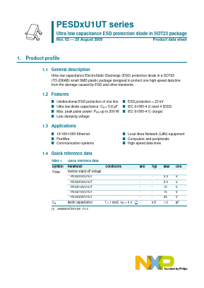 PESD3V3U1UT Datasheet PDF NXP Semiconductors.