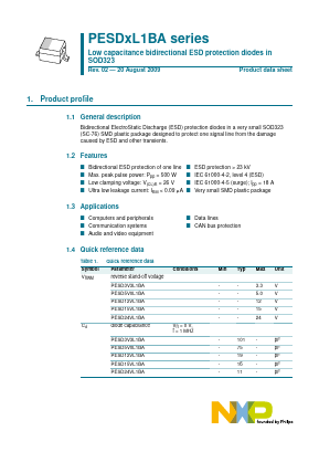 PESD3V3L1BA Datasheet PDF NXP Semiconductors.