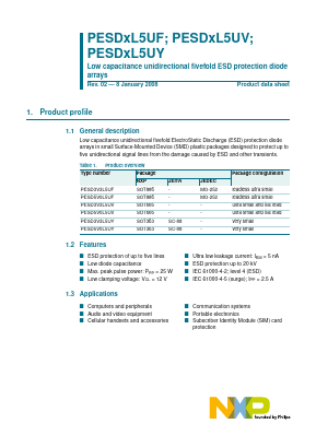 PESDXL5UY Datasheet PDF NXP Semiconductors.