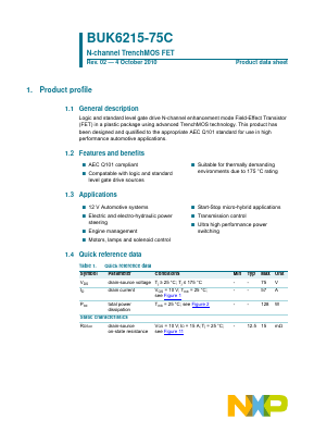 BUK6215-75C Datasheet PDF NXP Semiconductors.