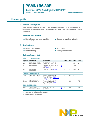 PSMN1R6-30PL Datasheet PDF NXP Semiconductors.