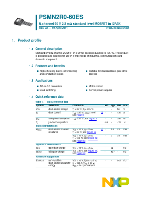 PSMN2R0-60ES Datasheet PDF NXP Semiconductors.