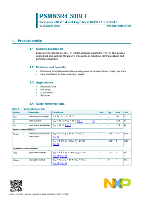PSMN3R4-30BLE Datasheet PDF NXP Semiconductors.