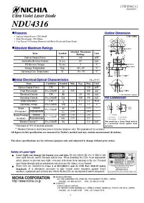 NDU4316 Datasheet PDF Nichia Corporation