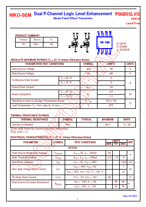 P06B03LVG Datasheet PDF Niko Semiconductor