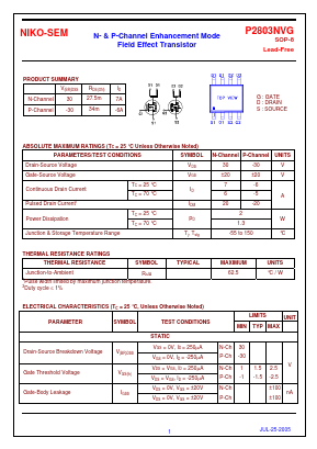 P2803NVG Datasheet PDF Niko Semiconductor
