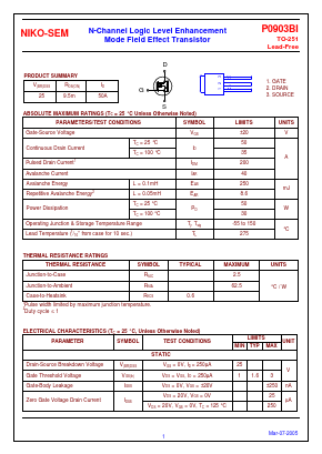 P0903BI Datasheet PDF Niko Semiconductor