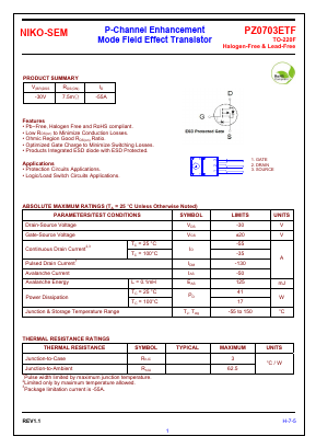 PZ0703ETF Datasheet PDF Niko Semiconductor