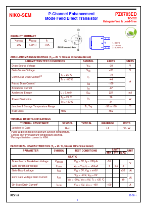 PZ0703ED Datasheet PDF Niko Semiconductor