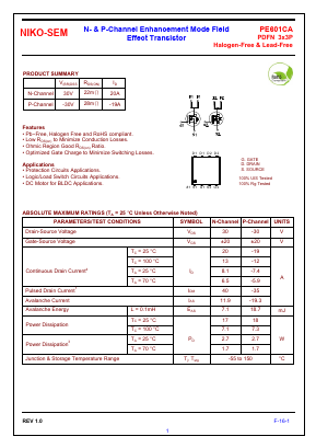 PE601CA Datasheet PDF Niko Semiconductor