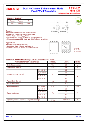 PE544JZ Datasheet PDF Niko Semiconductor