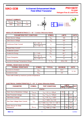 P9515BTF Datasheet PDF Niko Semiconductor