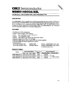 MSM514800ASL-80JS Datasheet PDF Oki Electric Industry