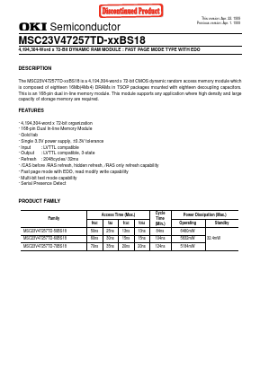 MSC23V47257TD-60BS18 Datasheet PDF Oki Electric Industry