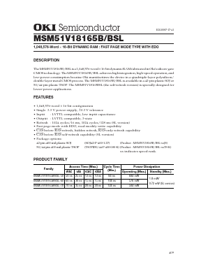 MSM51V18165BSL-50JS Datasheet PDF Oki Electric Industry