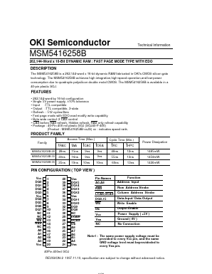 MSM5416258B Datasheet PDF Oki Electric Industry