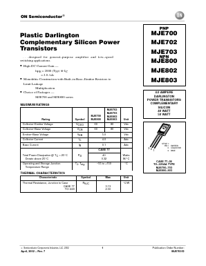 MJE700 Datasheet PDF ON Semiconductor