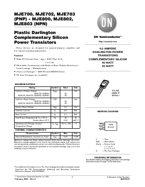 MJE700G Datasheet PDF ON Semiconductor