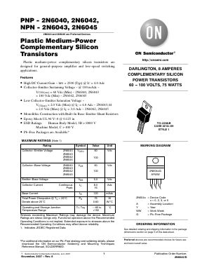 2N6040 Datasheet PDF ON Semiconductor