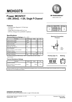 MCH3375-TL-W Datasheet PDF ON Semiconductor