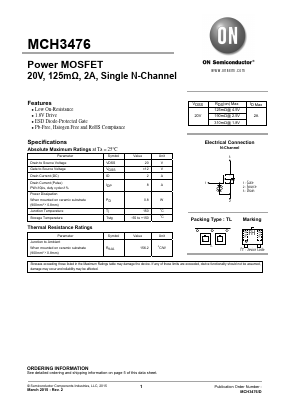 MCH3476-TL-H Datasheet PDF ON Semiconductor