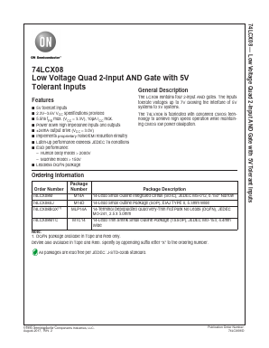 74LCX08M Datasheet PDF ON Semiconductor