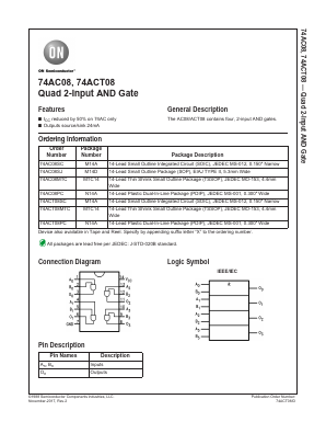 74AC08 Datasheet PDF ON Semiconductor