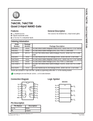 74ACT00 Datasheet PDF ON Semiconductor