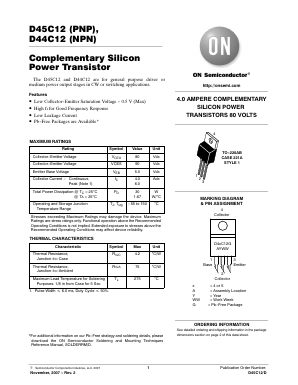 D44C12 Datasheet PDF ON Semiconductor